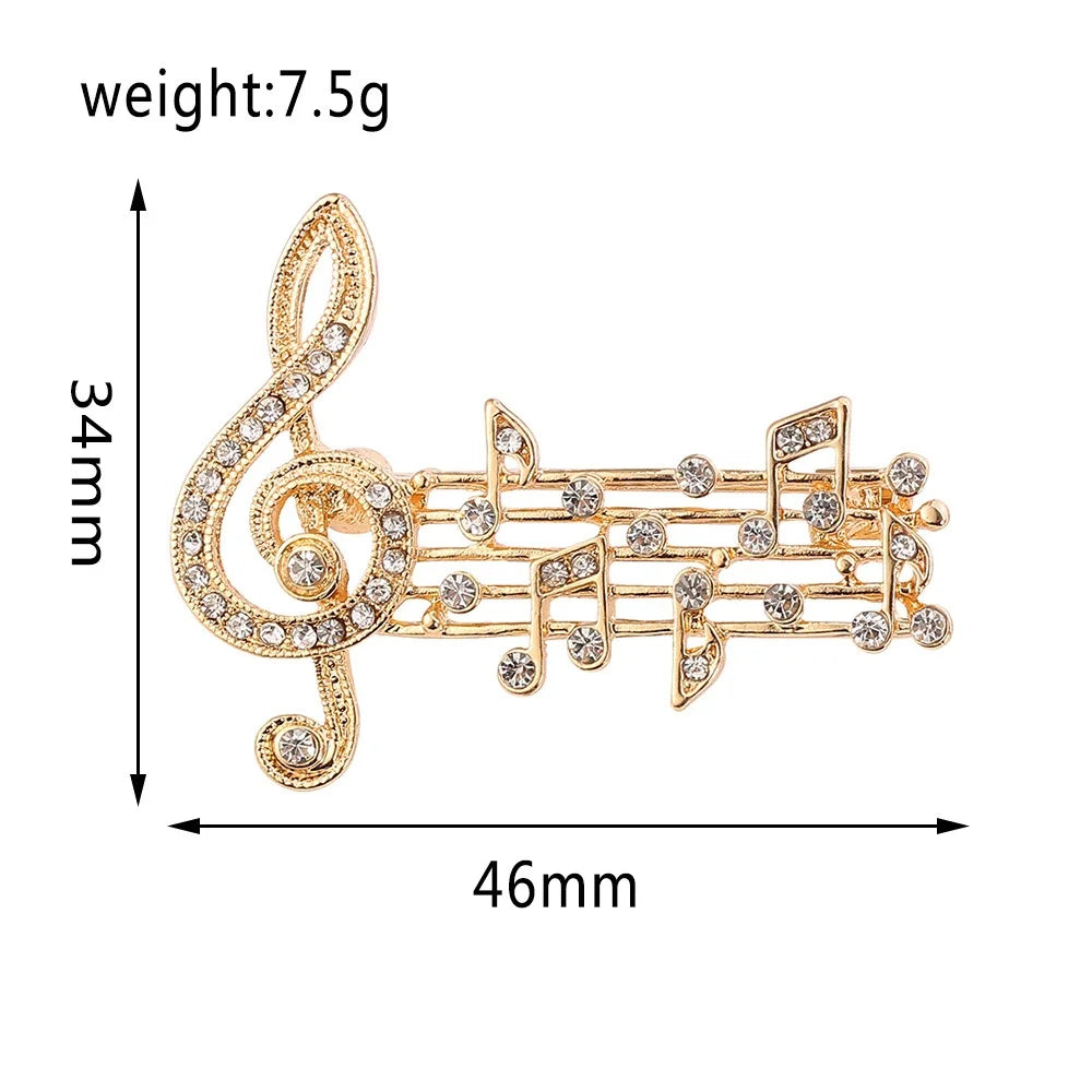 Broche Note de Musique Émaillée Cristaux – Pin's Élégant Musical Amoureux Musique