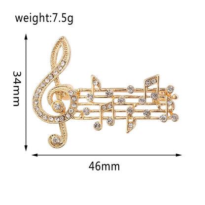 Broche Note de Musique Émaillée Cristaux – Pin's Élégant Musical Amoureux Musique