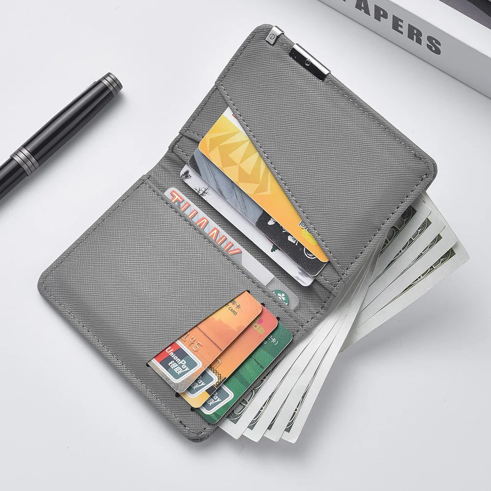 Portefeuille Homme Cuir Synthétique Slim - Porte-Carte Business Minimaliste Multiples Emplacements Géométrique
