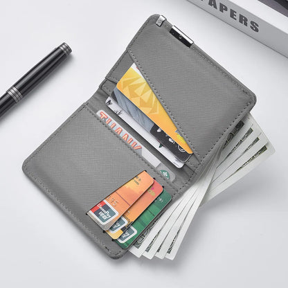 Portefeuille Homme Cuir Synthétique Slim - Porte-Carte Business Minimaliste Multiples Emplacements Géométrique