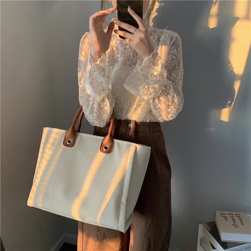 Sac Toile Femme Grande Capacité 2025 - Sac Shopping Bandoulière 2 Tailles