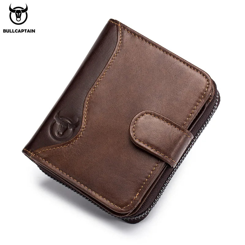 Portefeuille Homme BULLCAPTAIN Cuir Véritable - Multi-Cartes Business Luxe Grande Capacité