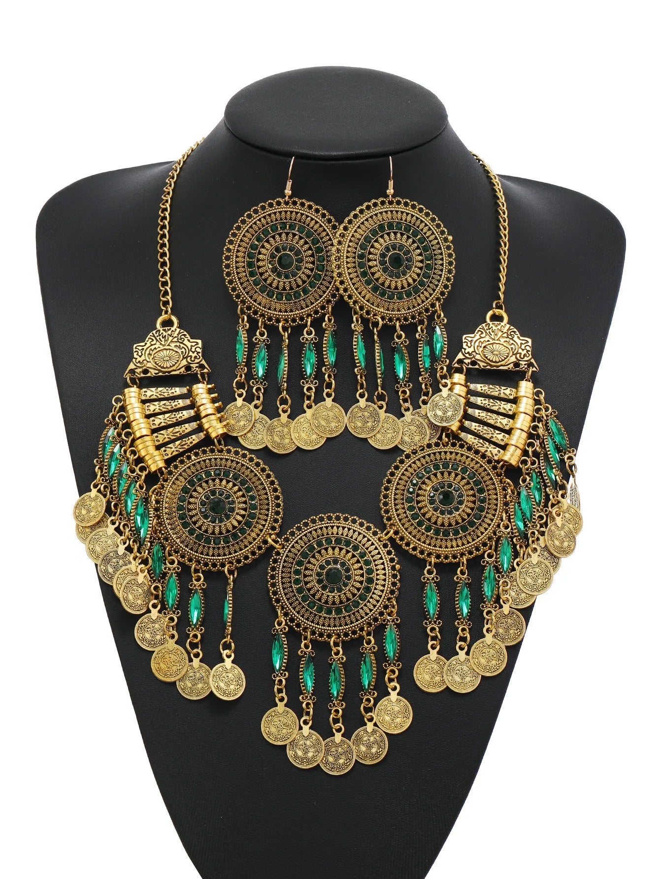 Ensemble Bijoux Bohème Gypsy Pièces Cristal – Collier Boucles Tribal