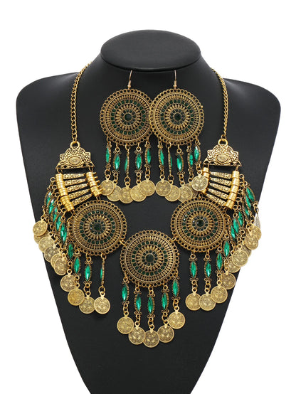 Ensemble Bijoux Bohème Gypsy Pièces Cristal – Collier Boucles Tribal