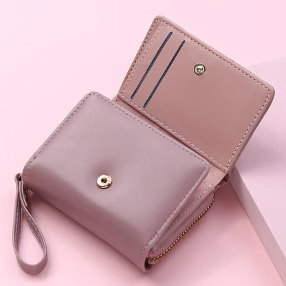 Portefeuille Femme Mignon Cœur Brodé Cuir PU - Trifold Multi-Cartes avec Porte-Monnaie