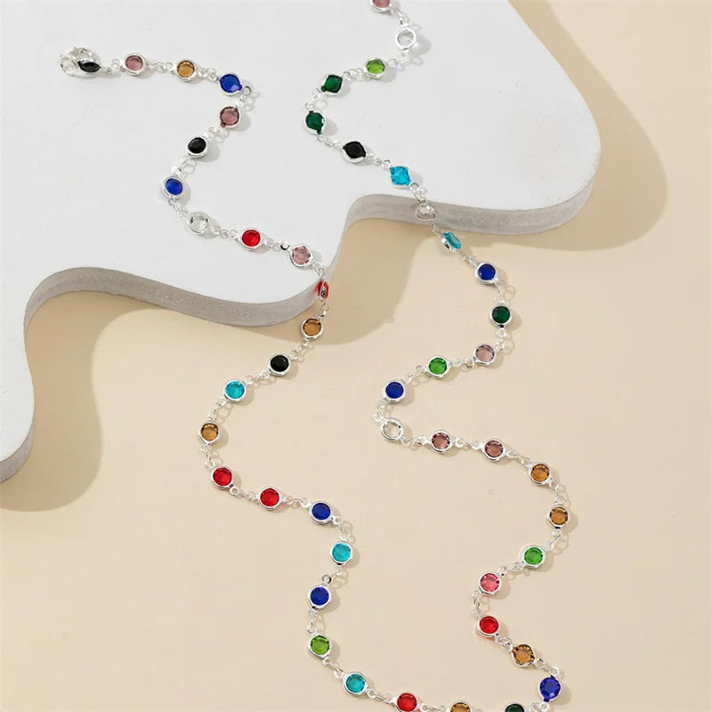 Collier Longue Chaîne Perles Pierres Colorées Cristaux – Maxi Vintage Équilibrant Femme