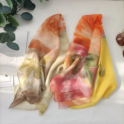 Foulard Écharpe Georgette Dégradé Rose Femme - Bandana Châle Été Protection Solaire Plage