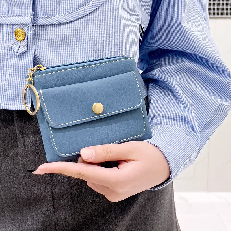Portefeuille Femme RFID Blocking Trifold Multi-Cartes - Porte-Monnaie Zippé Porte-Clés Sécurisé