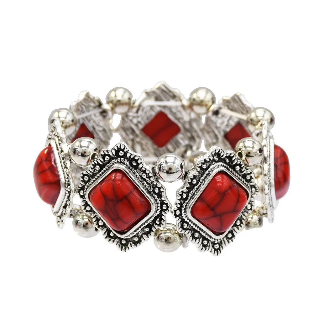 Bracelet Jonc Ethnique Tribal Turquoise - Inspiration Indienne et Africaine