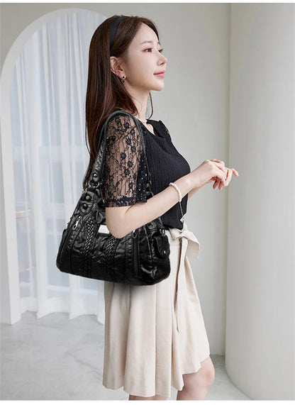 Sac à Main Femme Cuir Véritable Peau Mouton - Sac Épaule Bandoulière Crossbody Messenger Tote Élégant
