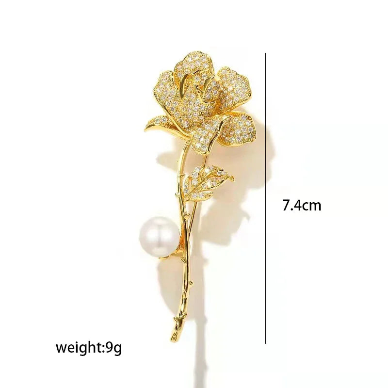 Broche Florale Romantique – Pin Élégant Rose Pivoine Iris