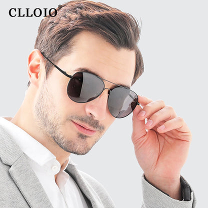 Lunettes Soleil Photochromiques Polarisées Titane CLLOIO Homme Femme - UV400 Anti-Éblouissement Conduite Sport