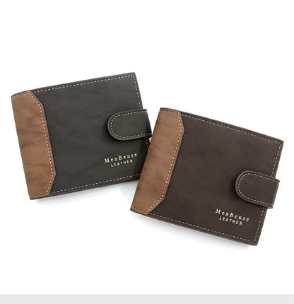 Portefeuille Homme Cuir PU avec Fermoir - Porte-Cartes Business Compact