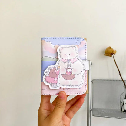 Portefeuille Femme Court Ourson Kawaii - Porte-Monnaie Cartoon Mignon Trifold Porte-Carte Étudiant