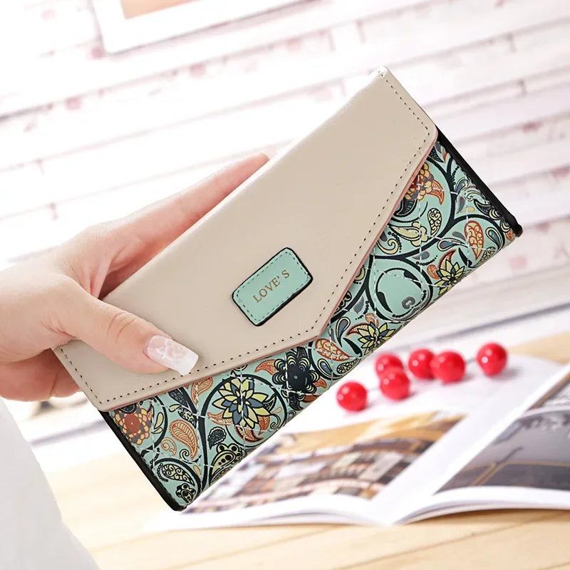 Portefeuille Pochette Femme Enveloppe Grande Capacité - Porte-Monnaie Long Cuir PU Bouton Clutch Élégant