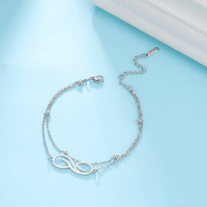 Bracelet Infini Acier Inoxydable – Double Couche Perles Minimaliste