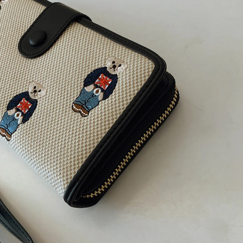 Portefeuille Femme Long Zippé Grande Capacité - Porte-Monnaie Bifold avec Dragonne Porte-Carte Designer Luxe