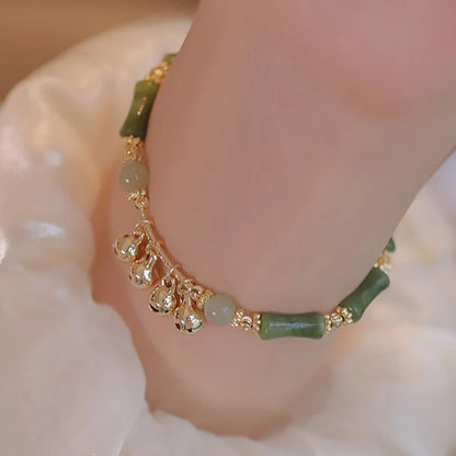Bracelet Bangle Bambou Rétro Style Chinois Clochette – Exquis Pendentif Mode Femme
