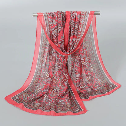 Foulard Soie Mousseline Luxe Femme - Écharpe Tête Plage Bandana Hijab Été