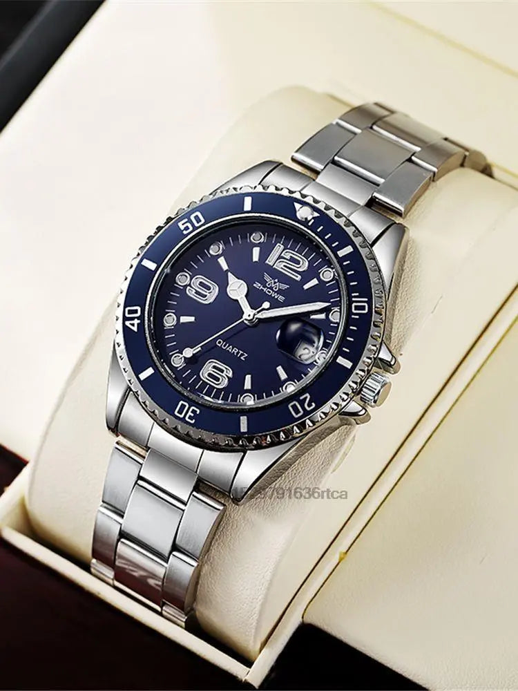 Montre Homme Luxe Acier Inoxydable Étanche - Quartz Business Sport Date - Cadeau Noël