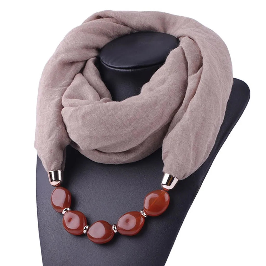Foulard Collier Ethnique Coton Lin - Accessoire Mode Pendentif Doux