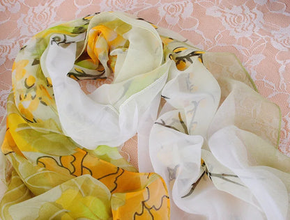 Foulard Écharpe Georgette Dégradé Pivoine Femme - Bandana Châle Été Protection Solaire Plage