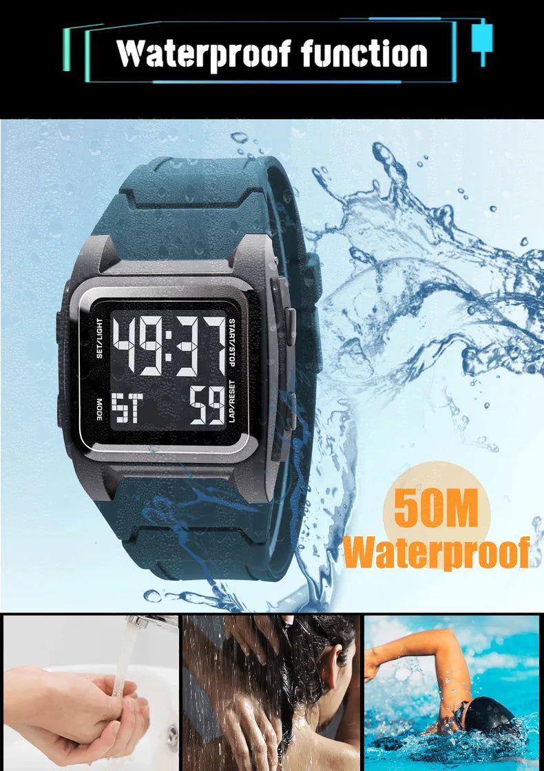 Montre Sport Numérique YIKAZE - Étanche LED Multifonction Homme