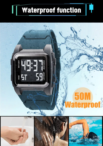 Montre Sport Numérique YIKAZE - Étanche LED Multifonction Homme