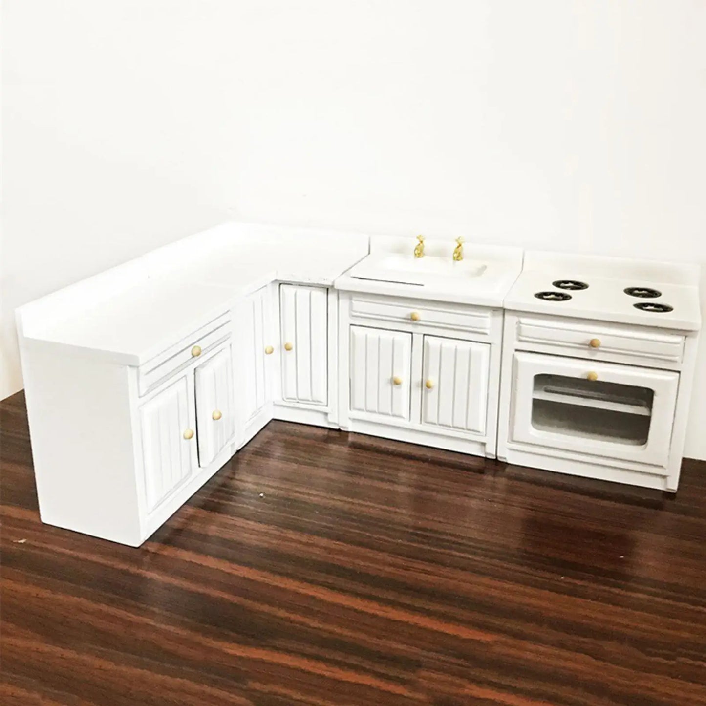Cuisine Miniature Maison de Poupée Échelle 1:12 - Kit Complet 4 Pièces en Bois de Bouleau