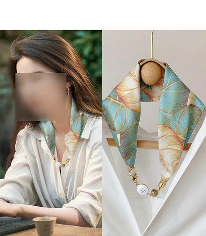 Women's Square Scarf with Magnetic Buckle - Versatile Summer Luxury Scarf/Necklace