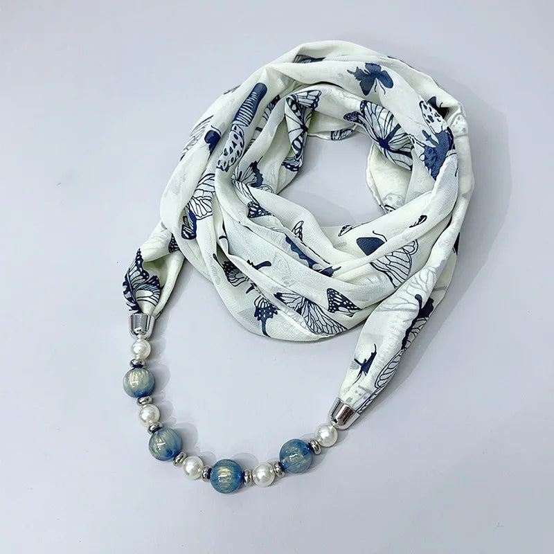 Foulard Collier Mousseline Multicolore Femme - Bijou Statement Neckerchief Bohème Hijab