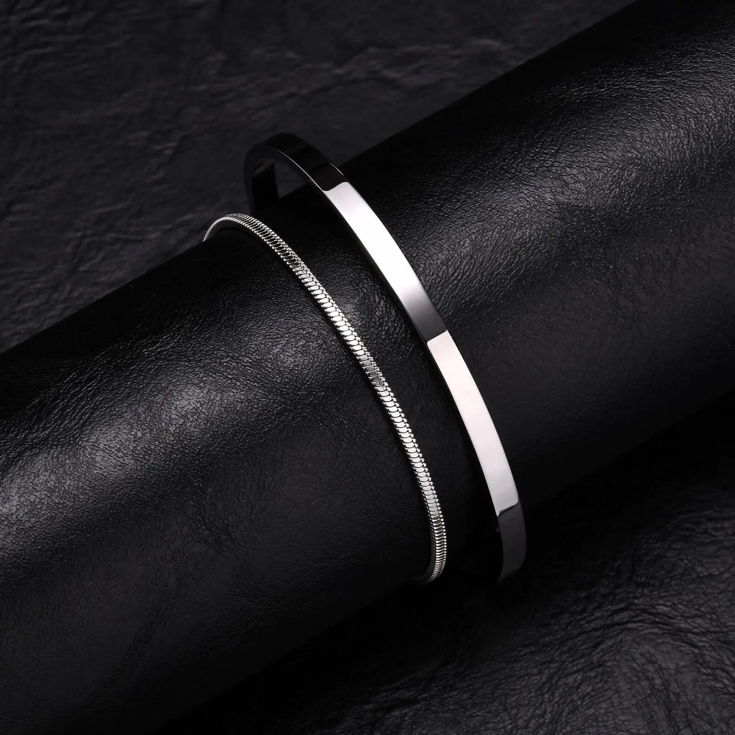 Set 2 Bracelets Chaîne Acier Inoxydable Homme – 4mm Ajustable, 3 Finitions