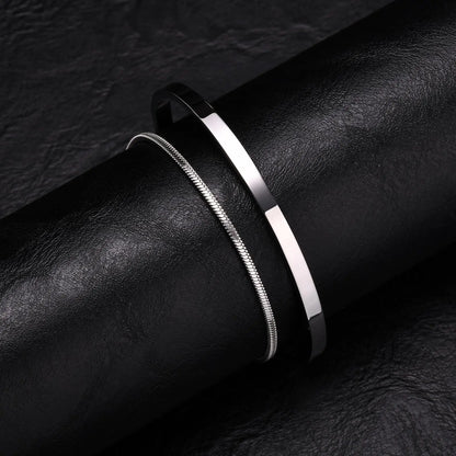 Set 2 Bracelets Chaîne Acier Inoxydable Homme – 4mm Ajustable, 3 Finitions