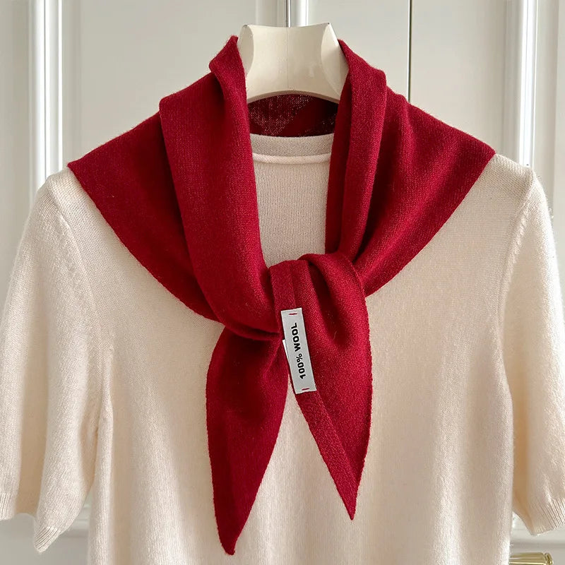 Foulard Triangle Laine 100% Femme - Écharpe Tricotée Style Britannique Multifonction Hiver