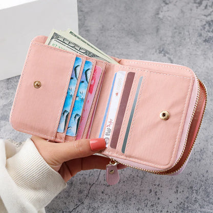 Portefeuille Court Femme Cuir PU à Carreaux - Petit Porte-Cartes Zip avec Porte-Monnaie