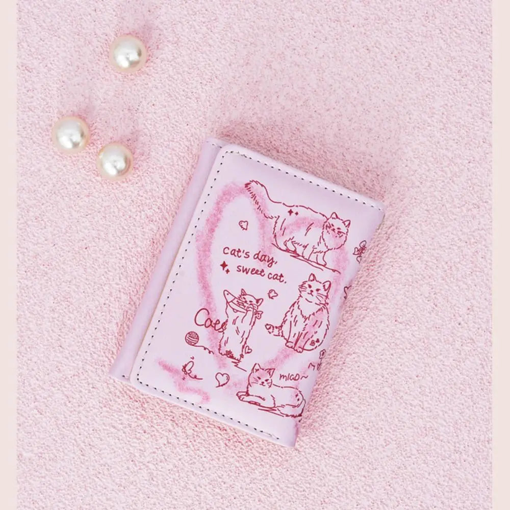 Portefeuille Femme Cuir Chat Graffiti - Porte-Monnaie Grande Capacité Portable