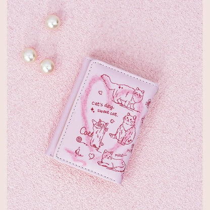 Portefeuille Femme Cuir Chat Graffiti - Porte-Monnaie Grande Capacité Portable