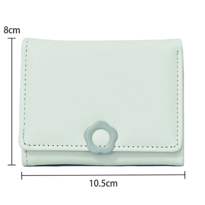 Portefeuille Femme Tri-Fold Cuir PU Bouton Fantaisie - Porte-Cartes Court Porte-Monnaie