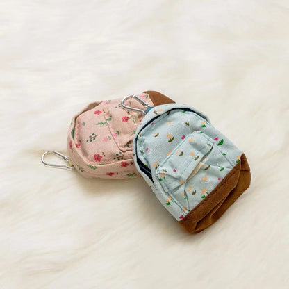 Porte-Monnaie Kawaii Toile Motif Floral - Mini Pochette Zip pour Clés et Cartes