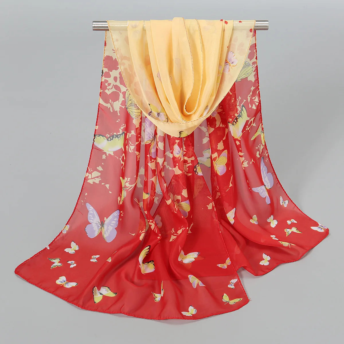 Foulard Soie Mousseline Luxe Femme - Écharpe Tête Plage Bandana Hijab Été