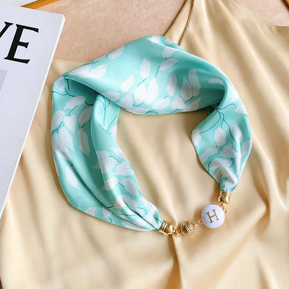 Women's Square Scarf with Magnetic Buckle - Versatile Summer Luxury Scarf/Necklace