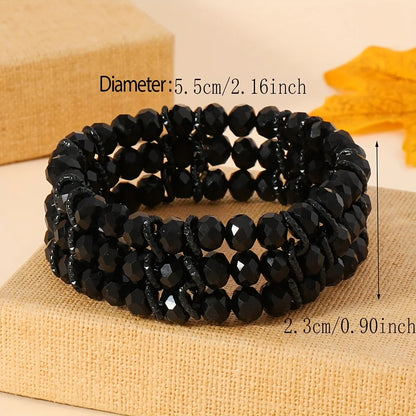 Bracelet Bohème Perles Noires Verre – Artisanal Aluminium Unisexe