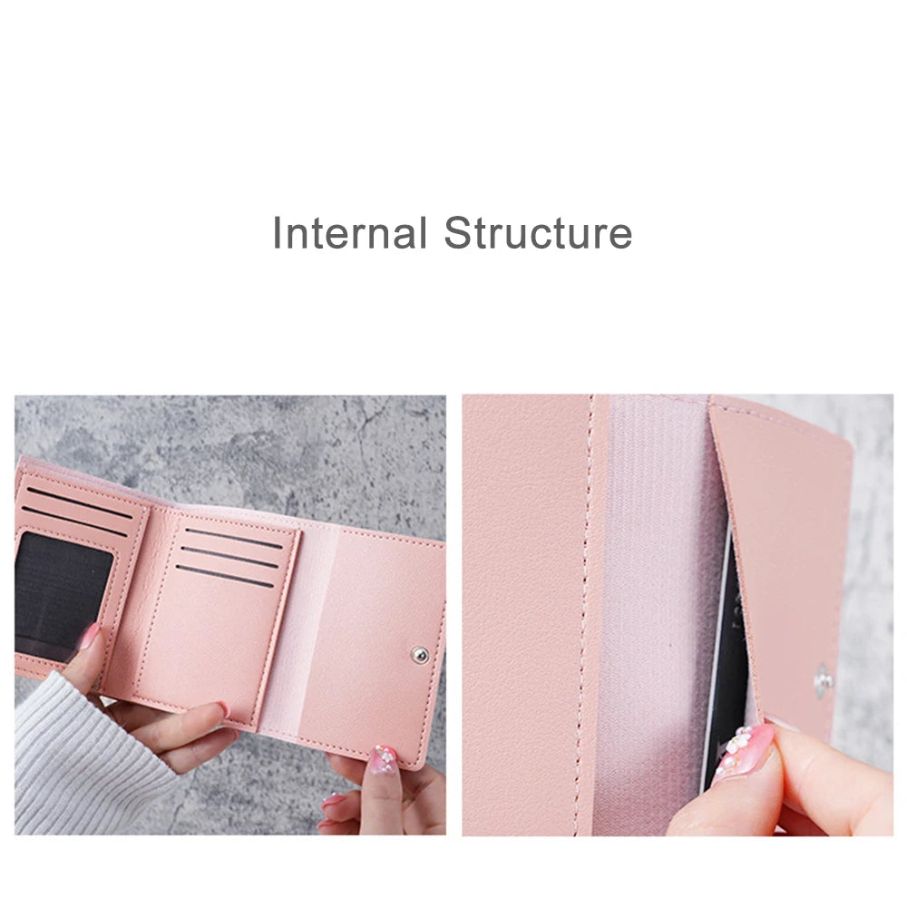 Portefeuille Femme Cartoon Cuir PU - Porte-Cartes Tri-Fold Multi-Emplacements