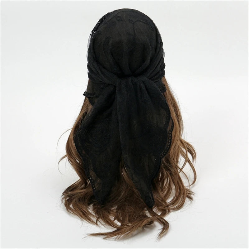 Foulard Mantille Dentelle Élégant Femme - Voile Église Catholique Mariée Photo Beige