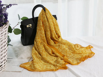 Foulard Écharpe Mousseline Fleur Prunier Femme - Bandana Châle Été Protection Solaire Plage