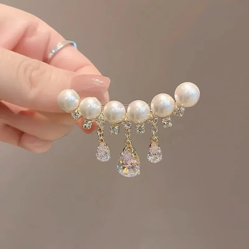 Broche Papillon Perles Blanches Strass Luxueuse – Pin's Cristaux Corsage Costume Femme