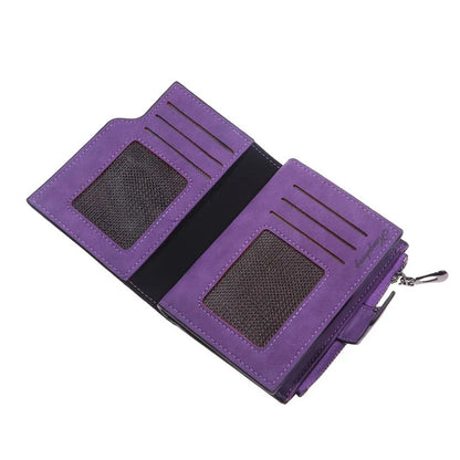 Portefeuille Femme Court Cuir PU Pliable Gris - Porte-Carte Porte-Monnaie Portable Lady Coin Purse