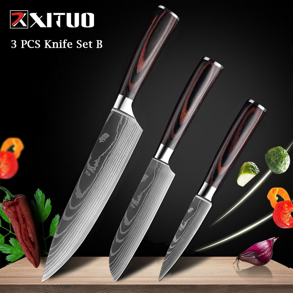 Couteaux de Chef Professionnels 1-10 Pièces - Set Cuisine Acier Inoxydable