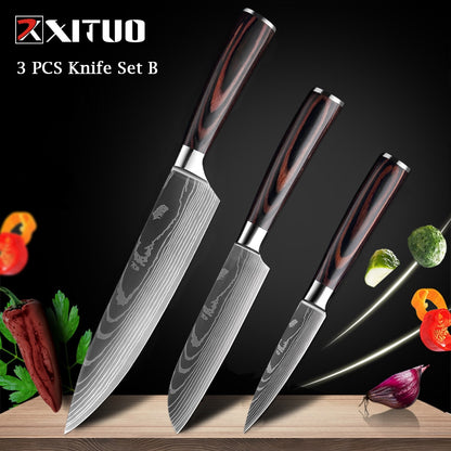 Couteaux de Chef Professionnels 1-10 Pièces - Set Cuisine Acier Inoxydable
