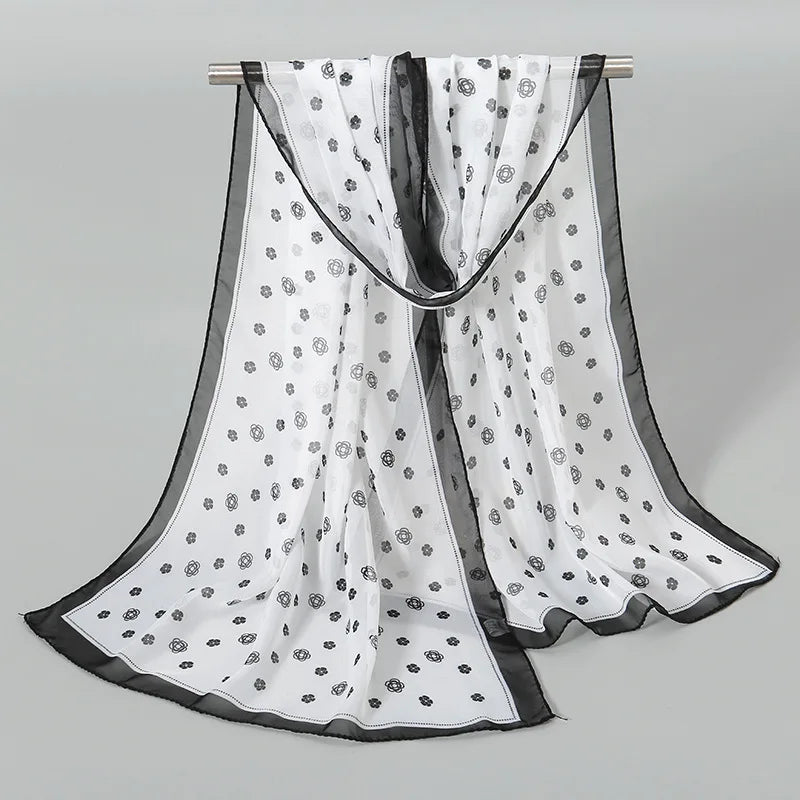 Foulard Soie Mousseline Luxe Femme - Écharpe Tête Plage Bandana Hijab Été